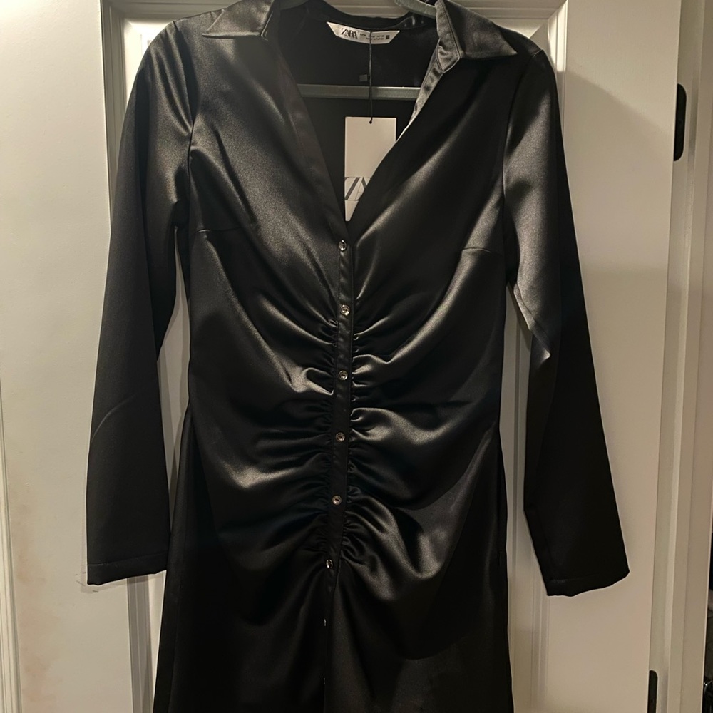 DRAPED SATIN EFFECT DRESS